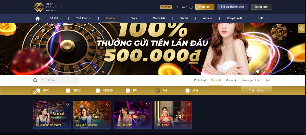 Sảnh casino trực tuyến - MG